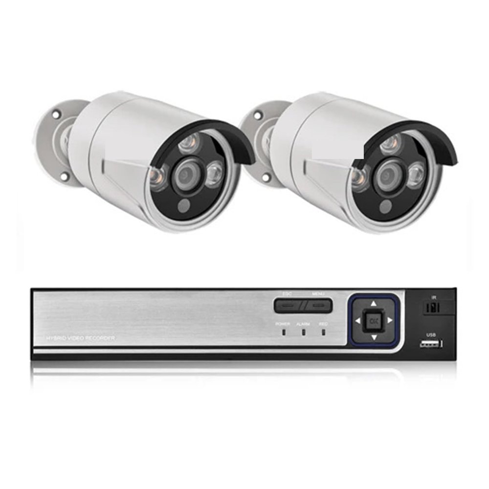 H.265 8CH 5MP POE Security Camera System Kit Audio Record IP Camera IR Outdoor Waterproof CCTV Video Surveillance NVR Set(4PCS,8CH NVR and 2 Camera_US Plug)