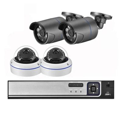 4K Ultra HD 8MP Security Camera System H.265 POE NVR Kit CCTV Outdoor Metal White Dome Video Surveillance IP Camera Set(4PCS,4CH NVR and 4 Camera)