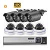4K Ultra HD 8MP Security Camera System H.265 POE NVR Kit CCTV Outdoor Metal White Dome Video Surveillance IP Camera Set(4PCS,4CH NVR and 4 Camera) view 2