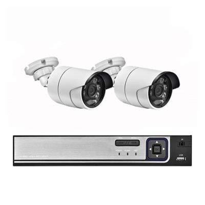 8MP 4K Ultra HD IP Camera Home Outdoor Bullet Metal Audio Video Surveillance Kit POE NVR CCTV Camera Set(2T,4CH NVR and 2 Camera)