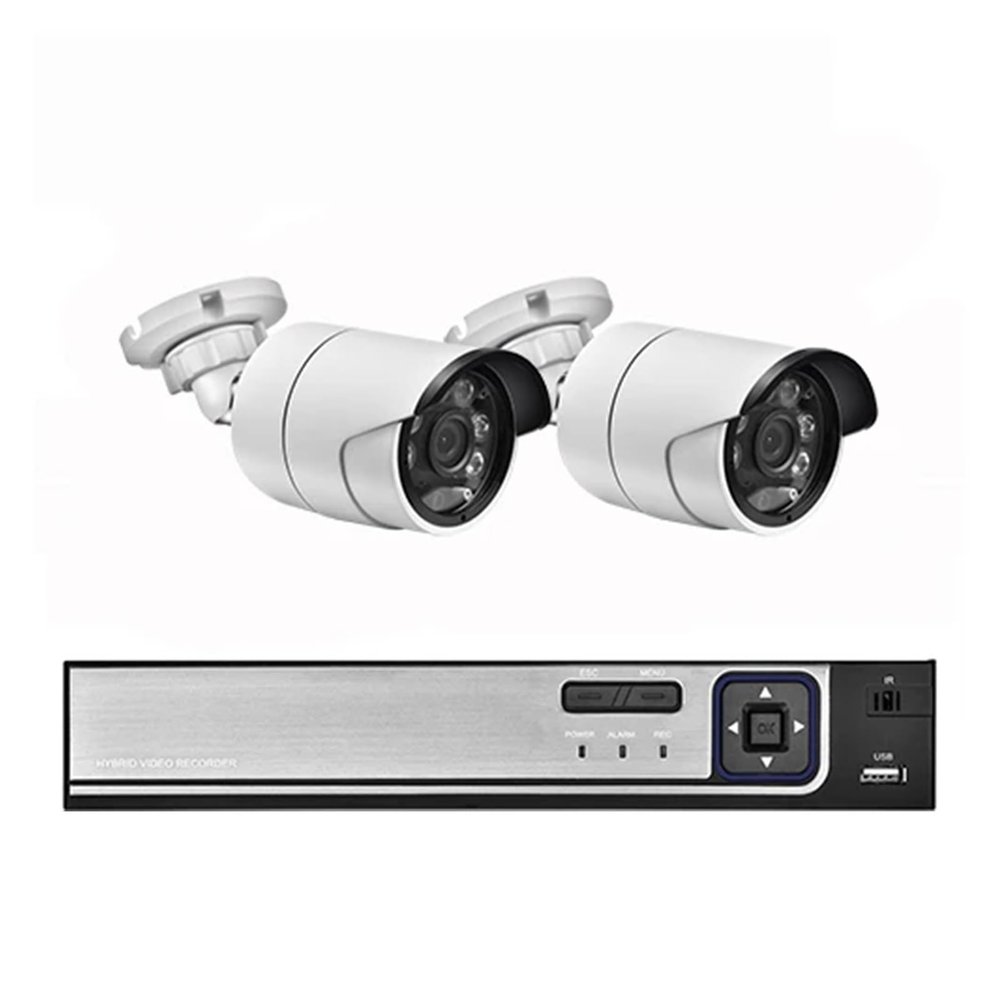 8MP 4K Ultra HD IP Camera Home Outdoor Bullet Metal Audio Video Surveillance Kit POE NVR CCTV Camera Set(2T,4CH NVR and 2 Camera)