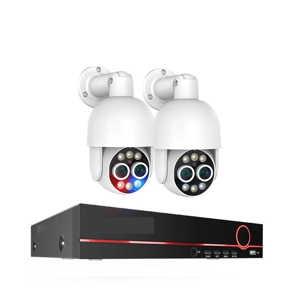QDVOPHZA 8CH PTZ 8MP Dual Lens PoE Security Camera System 8X Zoom 4MP Two Way Audio NVR Human Detect Video Surveillance Kit(4PCS,8CH and 2 Cameras)