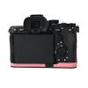 A7R V Case, PU Leather Camera Bag Bottom Opening Half Body Case Cover Shell for Sony Alpha A7R V with Hand Wrist Strap (Pink) view 2