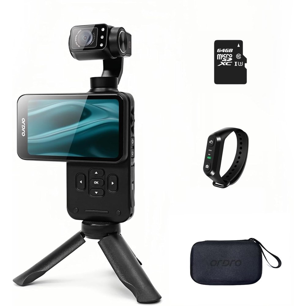 ORDRO M5 Pocket Camera 5K Handheld Video Camera Vlogging Camcorder 3.5-inch Rotating Touch Screen 3-Axis Stabilization IR Night Vision WDR Face Follow (M5 Combo)