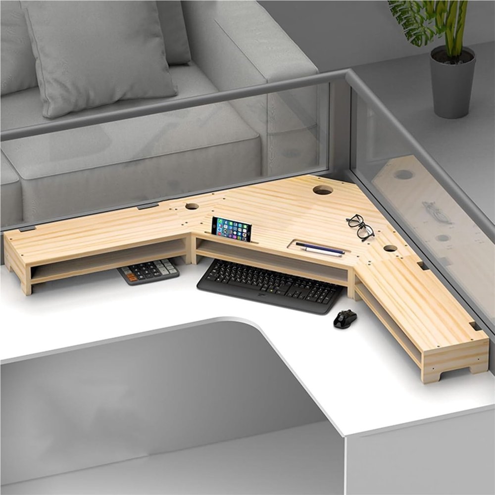 Computer Monitor RiserMonitor Stand Riser Heavy Duty Computer Stand with Pencil Holder & Smartphone(Natural)