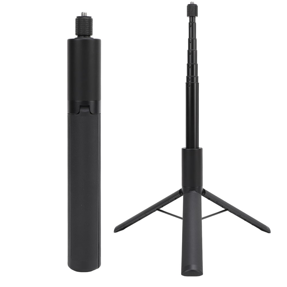 Luocute 2 in 1 Action Camera Tripod, Selfie Stick with Concealable Extension Pole Anti Slip Foot Pad Lightweight Aluminum Alloy for X4 X3 ONE X Action Cameras