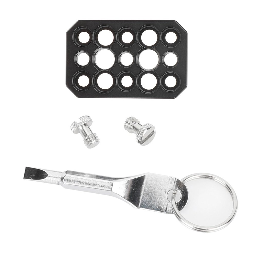Aluminum Alloy Camera Mount Plate 1/4 & 3/8 Screw Holes for Studio Lights Microphones Travel Friendly Photography Plate