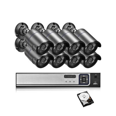 Ultra HD 4K Security Camera System Face Detect 8CH NVR POE AI Camera 5MP 8MP Outdoor Color Night Video Surveillance Set(4PCS,4CH NVR and 4PCS 8MP)