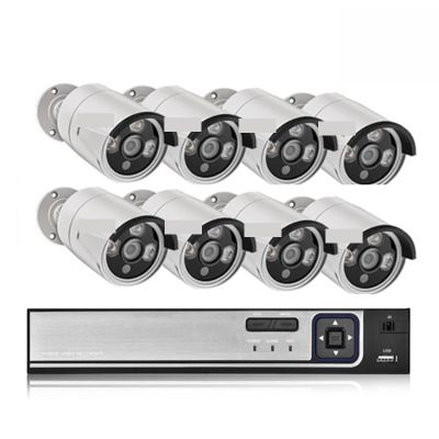 H.265 8CH 5MP POE Security Camera System Kit Audio Record IP Camera IR Outdoor Waterproof CCTV Video Surveillance NVR Set(4PCS,8CH NVR and 8 Camera_US Plug)