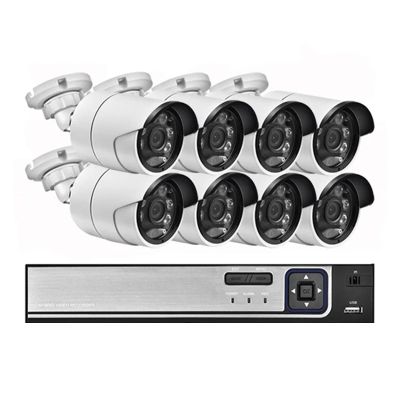 8MP 4K Ultra HD IP Camera Home Outdoor Bullet Metal Audio Video Surveillance Kit POE NVR CCTV Camera Set(4PCS,8CH NVR and 8 Camera)