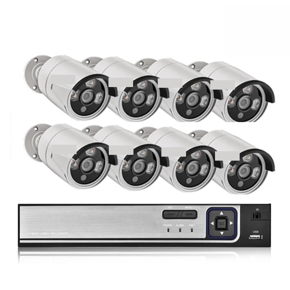 H.265 8CH 5MP POE Security Camera System Kit Audio Record IP Camera IR Outdoor Waterproof CCTV Video Surveillance NVR Set(4T,8CH NVR and 8 Camera_US Plug)