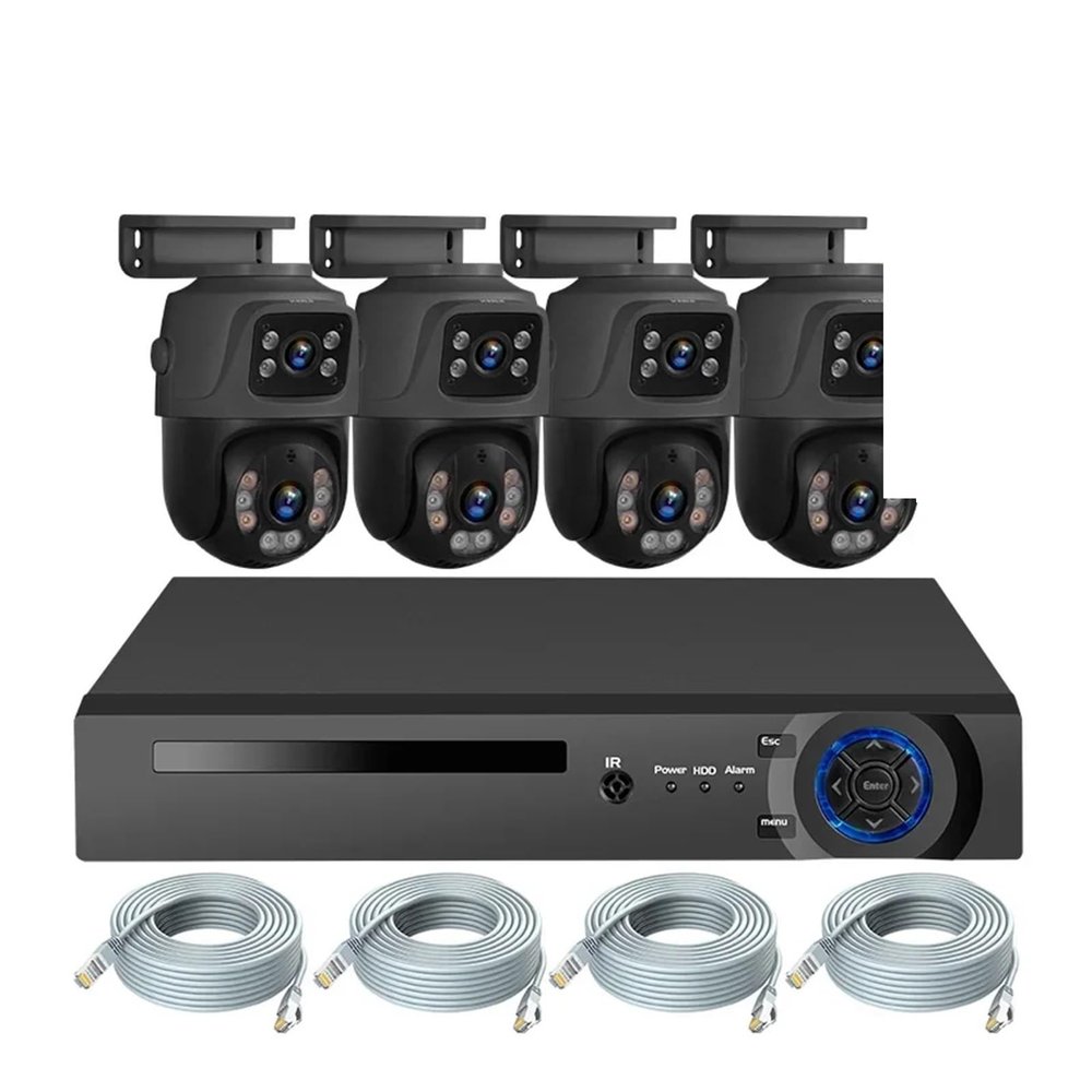 QDVOPHZA 6MP HD H.265 Outdoor Dual Lens Camera System Kit POE NVR 8CH Home Security CCTV Surveillance Recorder Night Vision(4PCS,NVR and 4 Black)