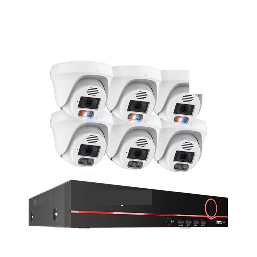 QDVOPHZA 5MP 8MP Ultra HD 4K POE Security Camera System H.265 Two Way Audio Face Detect Full Color Night CCTV Video Surveillance(4T,8MP 8CH 6pcs Camera)