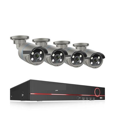 QDVOPHZA 8CH HD 4MP POE NVR Kit CCTV Security System H.265 Face Detect Outdoor Two-Way Audio IP Camera P2P Video Surveillance Set(1t,8CH NVR 4 Cameras)