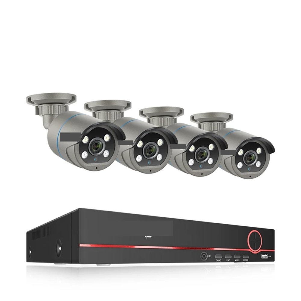 QDVOPHZA 8CH HD 4MP POE NVR Kit CCTV Security System H.265 Face Detect Outdoor Two-Way Audio IP Camera P2P Video Surveillance Set(1t,8CH NVR 4 Cameras)