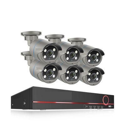 QDVOPHZA 8CH HD 4MP POE NVR Kit CCTV Security System H.265 Face Detect Outdoor Two-Way Audio IP Camera P2P Video Surveillance Set(4PCS,8CH NVR 6 Cameras)