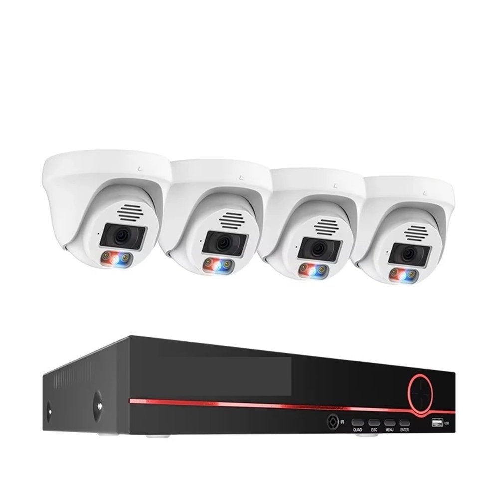 QDVOPHZA 5MP 8MP Ultra HD 4K POE Security Camera System H.265 Two Way Audio Face Detect Full Color Night CCTV Video Surveillance(1t,8MP 8CH 4pcs Camera)