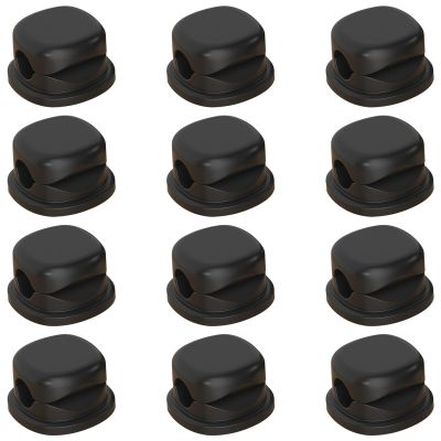 Cable Holders Round Black 12 Pcs, Clips Organizer Desktop Cord, Wires Usb Usb-C For, Adhesive Strong Clamps Spring, Desks Office Home Management Tidy Cable