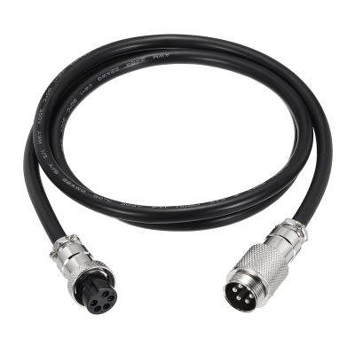 MECCANIXITY 3.3ft GX16 5 Pin Cable Male to Female Head Aviation Cordset, Panel Mount Circular Electrical Connector Adapter Female to Male 22AWG, Black