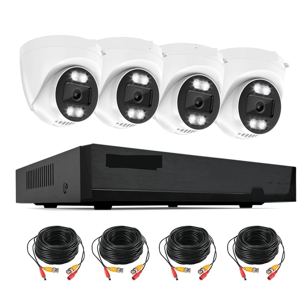 2MP 1080P 4CH Full Color Wired DVR Kit Home Security CCTV Monitor