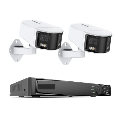 6MP Security Camera Dual Lens 8CH NVR Ultra HD POE Ai Human Detection CCTV Video Surveillance Kit 180 Degrees Panoramic(1t,23pcs As Shown-1)