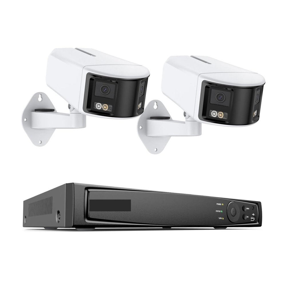 6MP Security Camera Dual Lens 8CH NVR Ultra HD POE Ai Human Detection CCTV Video Surveillance Kit 180 Degrees Panoramic(1t,23pcs As Shown-1)