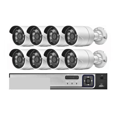 3.6mm 5MP 4MP IP Camera 8CH / 4CH Motion Detection POE Camera 48V Metal Audio Outdoor Camera Security System Set(2T,8CH NVR and 8PCS 5MP)