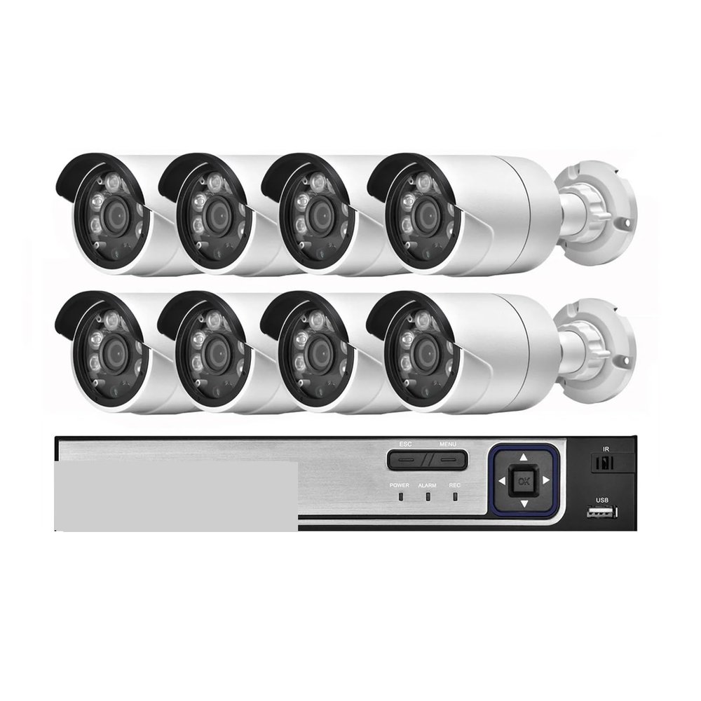 3.6mm 5MP 4MP IP Camera 8CH / 4CH Motion Detection POE Camera 48V Metal Audio Outdoor Camera Security System Set(2T,8CH NVR and 8PCS 5MP)