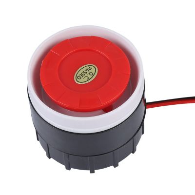 DirectNine Basics 120dB Mini Red Wired Horn Siren Sound Alarm System Warning Horn for Home Security Easy Install No Wiring Durable Long Life Plug in Keypad Console Loud Voice Prompt Plastic Metal