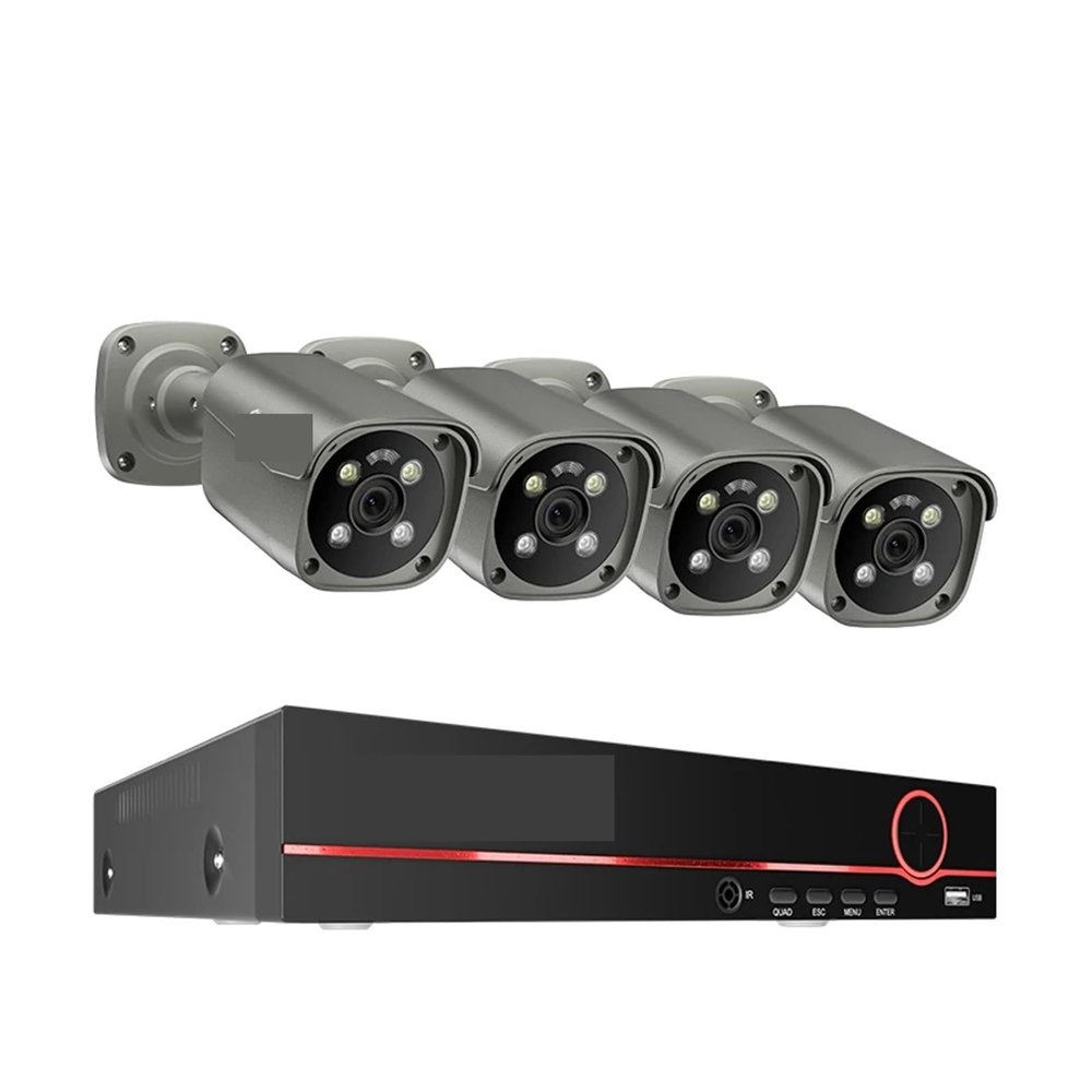 QDVOPHZA 4K Ultra HD 8MP Security POE NVR Kit Human Face Detect AI Smart Camera Outdoor Home CCTV Video Surveillance Camera Set(1t,8CH NVR and 4 Camera)