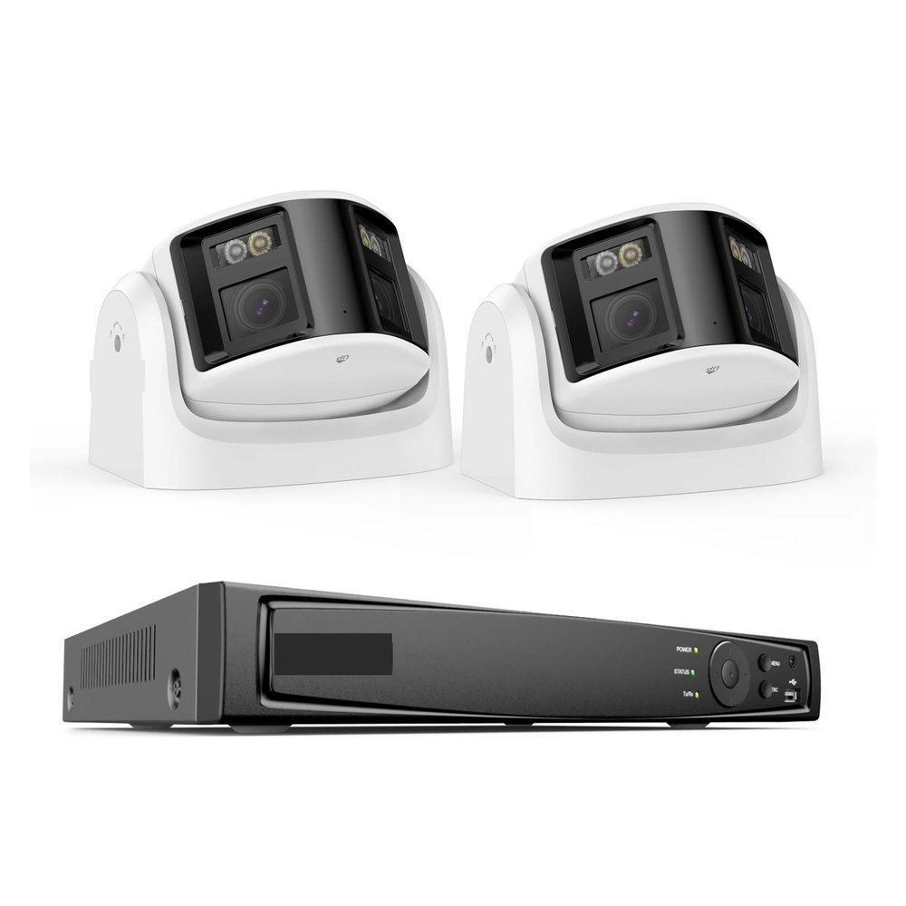 6MP Security Camera Dual Lens 8CH NVR Ultra HD POE Ai Human Detection CCTV Video Surveillance Kit 180 Degrees Panoramic(2T,6pcs dust Bag)