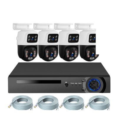 QDVOPHZA 8CH 6MP HD POE Home Security Camera System Dual Lens Outdoor IP Camera Video Surveillance NVR Kit CCTV Human Detection(3T(),NVR and 4 White)
