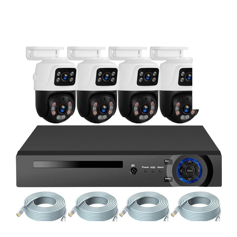 QDVOPHZA 8CH 6MP HD POE Home Security Camera System Dual Lens Outdoor IP Camera Video Surveillance NVR Kit CCTV Human Detection(3T(),NVR and 4 White)