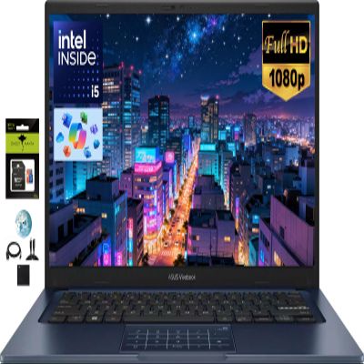 ASUS Vivobook 14" FHD Laptop for Student Business Home School, Intel 10-Core i5-1334U, 12GB RAM 256GB SSD, Numeric Keypad, Private Webcam, Windows 11