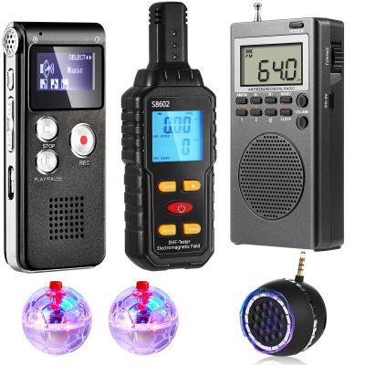 Grinsvalley 6 Pcs Ghost Hunting Equipment Kit Ghost Hunting Box 1 Emf Meter 1 Digital Voice Recorder 2 LED Balls 1 Speaker Paranormal Equipment Tools for Paranormal Investigation, EVP Sessions