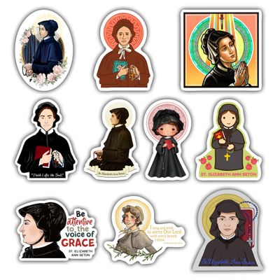 (10PCS) Saint Elizabeth Ann Seton Stickers - Christian Catholic Gift Waterproof Vinyl Sticker Decal for Laptop Water Bottle or Car 3 Inches