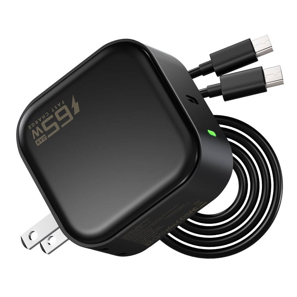 65W GaN USB C Laptop Charger Compact Foldable Travel Adapter for MacBook Air M2/M3/M1, Pro 13/14, Dell XPS 13, iPad Pro, Steam Deck - Super Fast Wall Charger Block for Samsung S24 Ultra, iPhone 1
