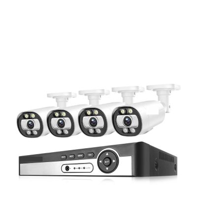 QDVOPHZA H.265 8CH 4K 5MP POE Camera Security System Outdoor 8MP Human Detect CCTV Surveillance Protection Color Night Vision P2P(4PCS,8CH NVR 4PCS CAM 5MP)