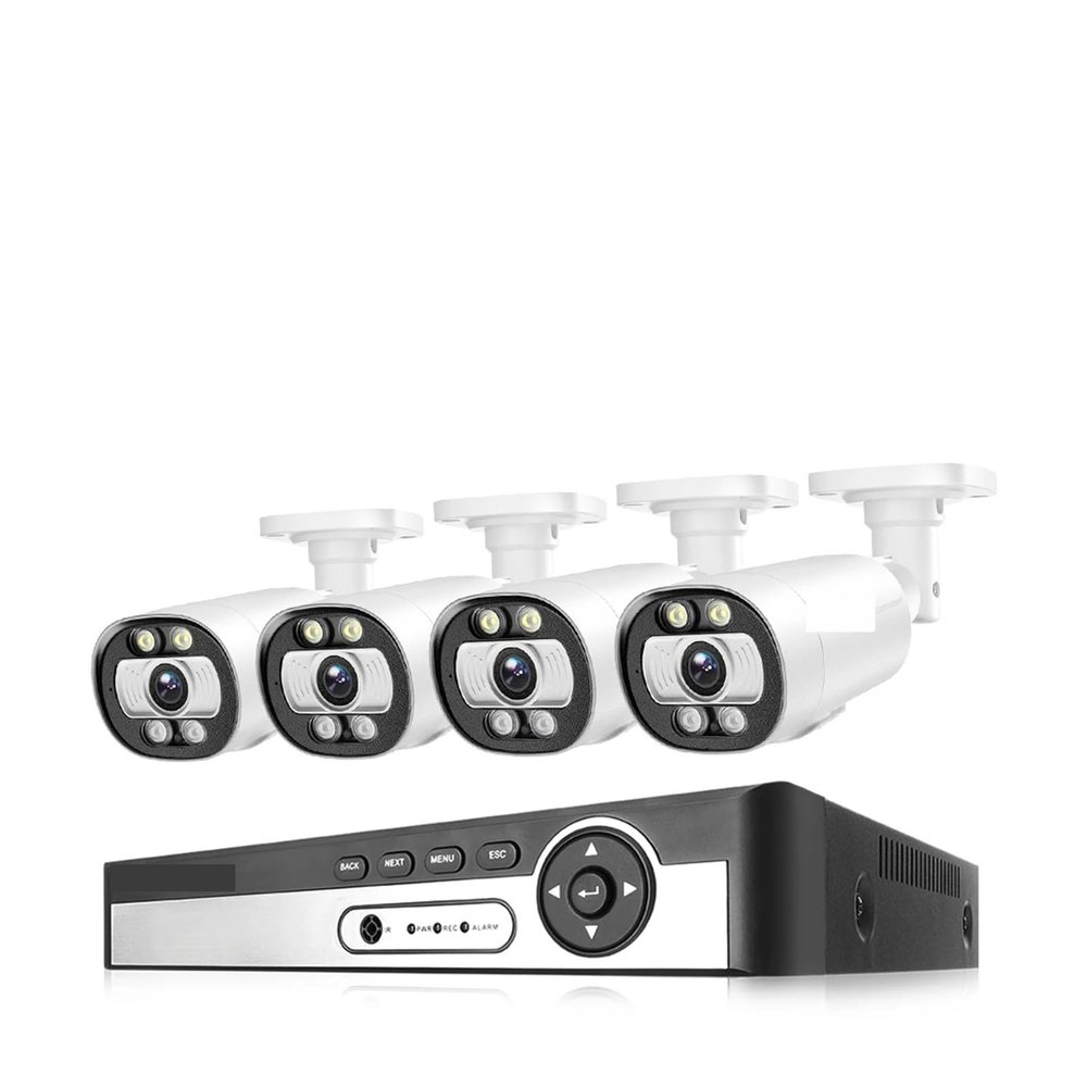 QDVOPHZA H.265 8CH 4K 5MP POE Camera Security System Outdoor 8MP Human Detect CCTV Surveillance Protection Color Night Vision P2P(4PCS,8CH NVR 4PCS CAM 5MP)