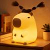 Cute Capybara Night Light with DIY Hairstyle ,Squishy Silicone Lamp, Nursery Nightlight for Kids, Rechargeable Touch Bedside Lamp, Bedroom Decor, Baby Boys Girls,White Elephant Gifts,Funny Xmas Gifts view 1