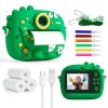Kids Instant Print Camera with Dinosaur Silicone Cover,1080P HD Digital Video Cameras for Kids with Print Paper & SD Card,Christmas Birthday Gifts for Girls Boys 3-10 Years (Green) view 1