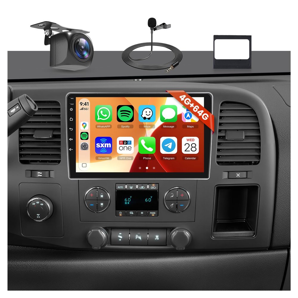 4G+64G Car Radio Stereo for Chevy Chevrolet Silverado 2007-2012 with DSP/32EQ Wireless Carplay Android Auto, Sellrich 10.1" 1280P Touch Screen Radio Bluetooth 5.0 FM/RDS Mirrorlink SWC Backup Camera