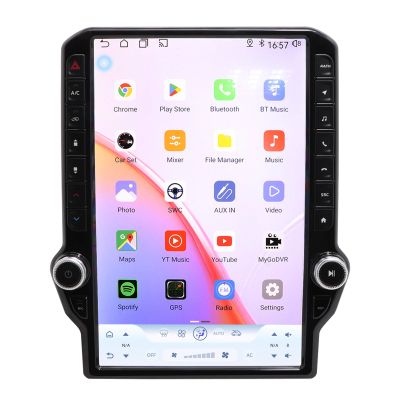 14.5inch Radio for Dodge RAM 1500/2500/3500 2013-2018 Upgrade,8-Core Qualcomm CPU QLED Touch Screen Stereo,CarPlay & Android Auto,Keep OEM Camera & SWC (Manual AC, 4+64GB)