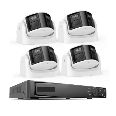 6MP Security Camera Dual Lens 8CH NVR Ultra HD POE Ai Human Detection CCTV Video Surveillance Kit 180 Degrees Panoramic(4PCS,19pcs As Shown)