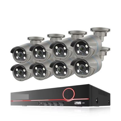 QDVOPHZA Video Surveillance System Camera 8CH 4MP POE, with Face Recognition and Recording Functions, IP Camera H.265 CCTV Vi(1t,8CH NVR and 8Cameras)