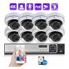 QDVOPHZA 4K 8MP Security Camera System H.265 POE NVR Kit CCTV Dome IP Camera Face Detect Audio Record Video Surveillance Set(1t,4CH NVR and 4 Camera) view 2