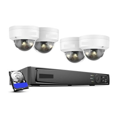 QDVOPHZA 12MP Dual Light Outdoor Surveillance Camera System Person/Vehicle Detection PoE Camera CCTV Video Security Kits(4T)