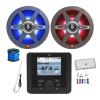 Gauge Style Bluetooth AM/FM Radio NMEA 2000 Digital Marine Receiver, 2X 8 450 Watt 2-Way Multicolor LED Outdoor Audio Speakers, Amplifier w/Install Kit, Radio Antenna, Wire view 1