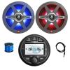Gauge Style AM/FM/WeatherBand Radio Bluetooth Receiver, 2X 8 450 Watt 2-Way Multicolor LED Outdoor Audio Speakers, Radio Antenna, Wire view 1