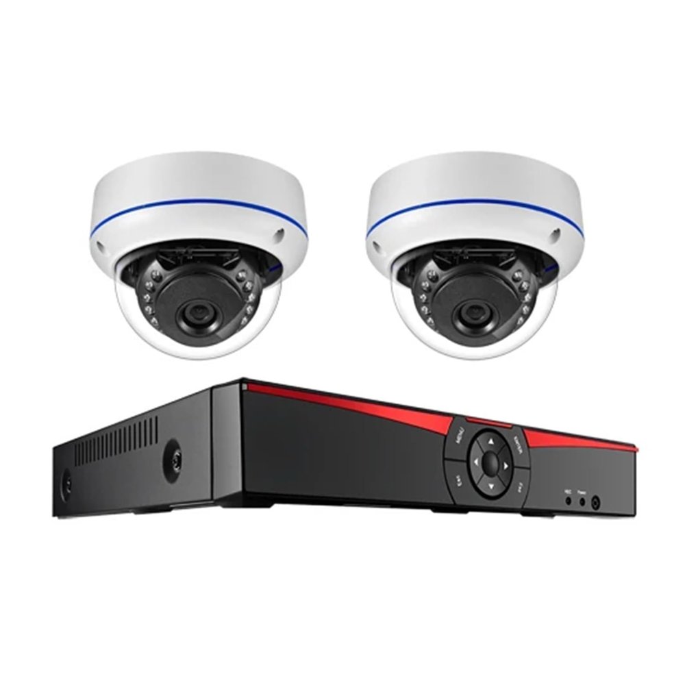 HD Face Detection 8CH 5MP NVR Kit Audio Vandal-Proof Dome POE IP Camera CCTV Security System Outdoor Video System Set(2T,4CH NVR and 2Cameras)